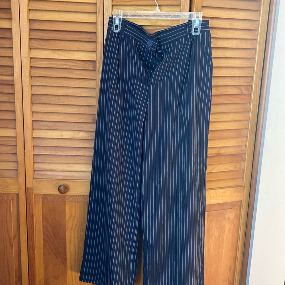 Cider navy pinstripes wide leg medium